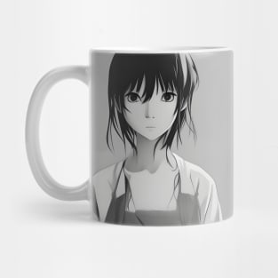 Beaux Animes Art Girl sketch in black and white Design Mug